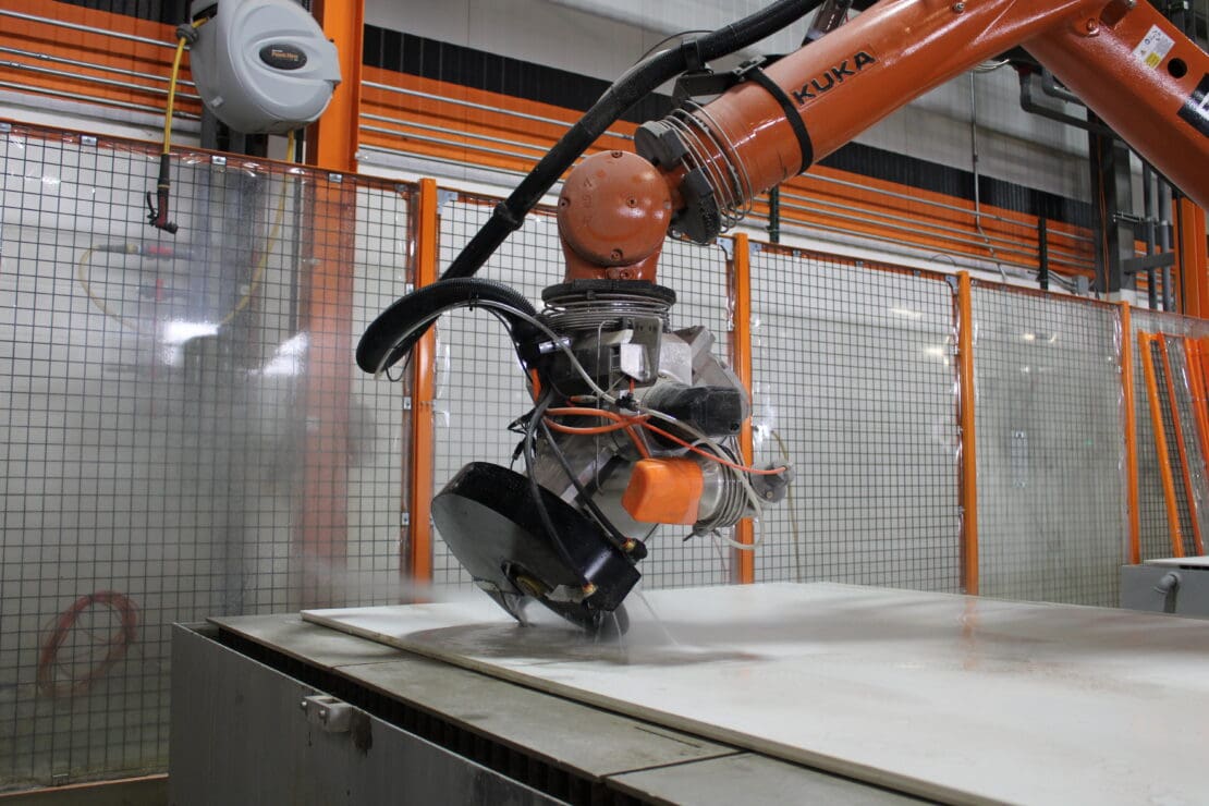 The M Series sawjet in the process of cutting a granite slab