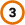 The number 3 in a white circle with orange outline