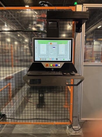 BACA Robo SawJet M Series 240 system HMI screen displaying Alphacam software interface