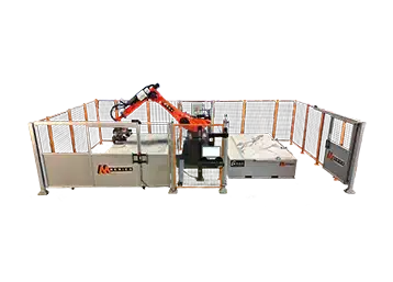 M Series 240 Dual Table system mitering quartzite slab while right door is open